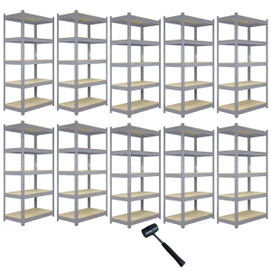 10 x Estanterías Metálicas Q-Rax, Gris, 90 x 50 x 180cm