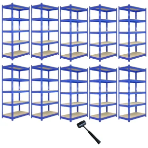 10 x Estanterías Metálicas Q-Rax, Azul, 120 x 50 x 180cm