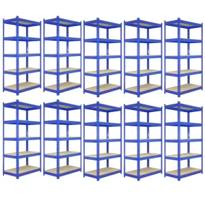 10 x Estanterías Metálicas T-RAX, Azul, 120cm x 45cm x 180cm