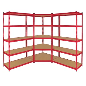 1 Estantería Esquinera y 2 Estanterías Z-Rax de Acero Sin Tornillos Rojas