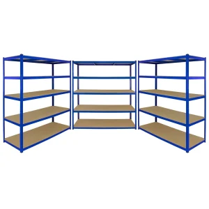 3 Estanterías de Acero Inoxidable Sin Tornillos Azules T-Rax 160cm x 60cm