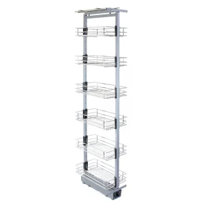 Columna de Cocina Acero Inoxidable con 6 Cestas y Altura Ajustable 170-195cm (40cm de Profundidad)