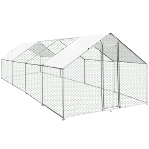 Jaula Aves de Corral Valla Cercado Caja Pollos Acero Pollos 4m x 8m x 2m
