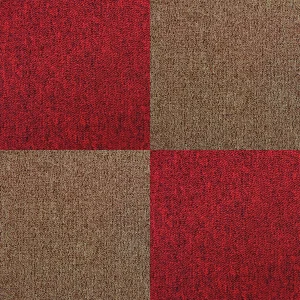 Losetas de Moqueta Arena y Rojo Escarlata 2 Pack de 20 Losetas 10m2