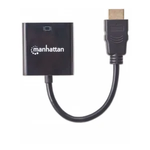 Cable adaptador Manhattan VGA a HDMI negro